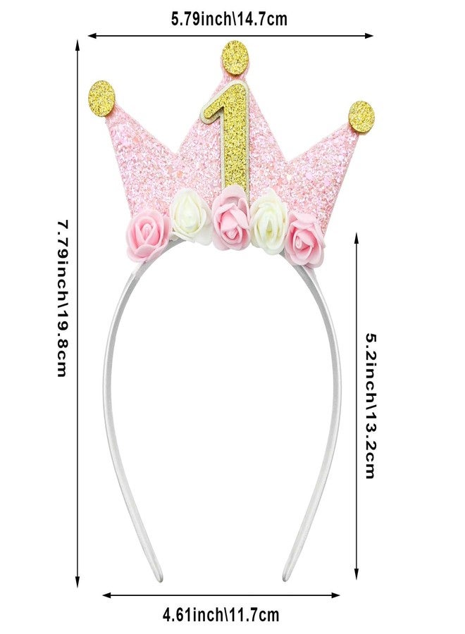 Capiant 1st Birthday Decorations for Women, Birthday Crown Headbands, 1-Year-Old Happy Birthday Decorations Flower Princess Tiara Hair Accessory, Women 1st Birthday Gift Party Decorations Supplies - Image 2